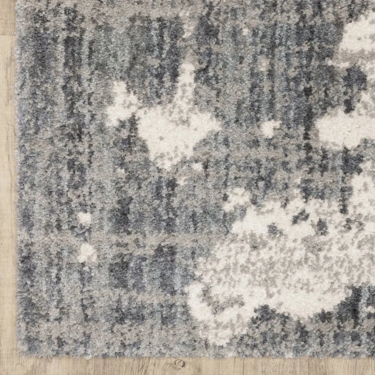 Grey and Ivory Grey Matter  Runner Rug Photo 2