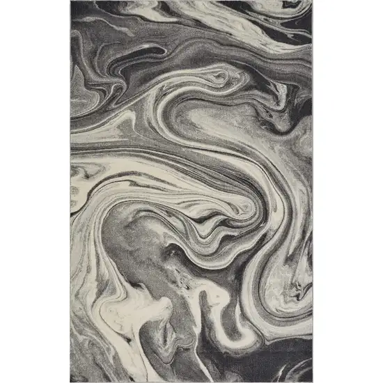Grey or Black Abstract Marble Design Indoor Area Rug Photo 3