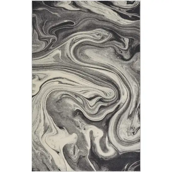 Grey Or Black Abstract Marble Design Indoor Area Rug Photo 2