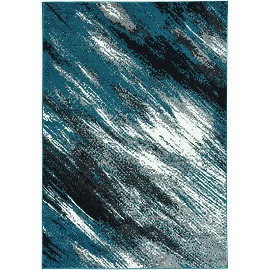 Grey or Blue Abstract Area Rug Photo 2