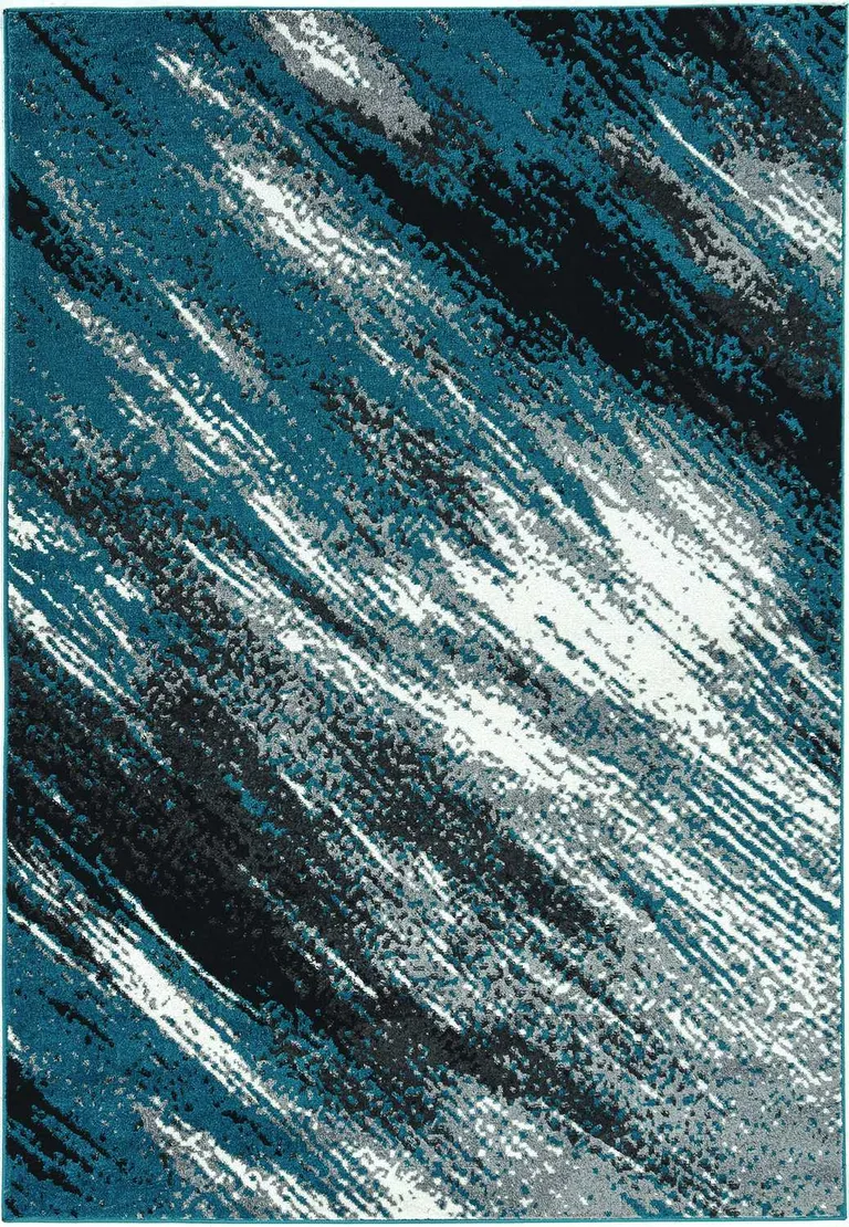 Grey or Blue Abstract Area Rug Photo 2