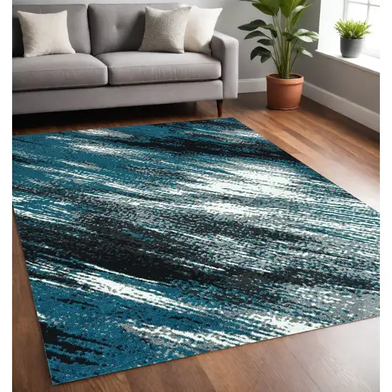 Blue and Gray Abstract Area Rug Photo 1