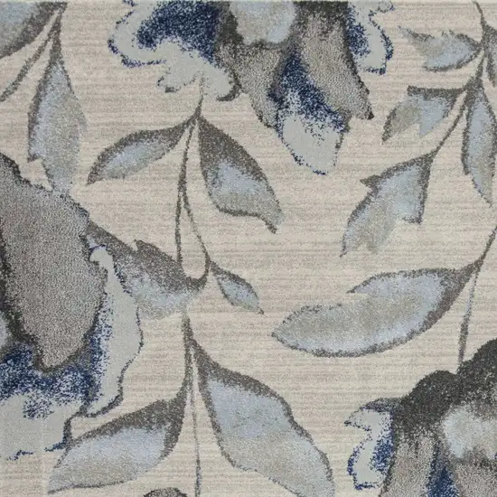 Grey or Blue Floral Indoor Area Rug Photo 3