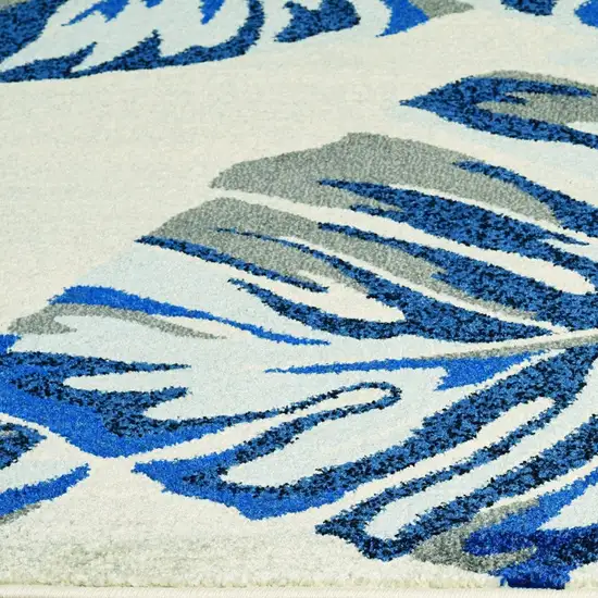 Grey Or Blue Leaves Area Rug Photo 4