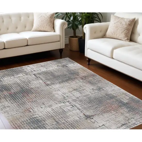 7' X 9' Grey Or Brick Abstract Design Indoor Area Rug Photo 1