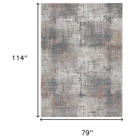 7' X 9' Grey Or Brick Abstract Design Indoor Area Rug Photo 3