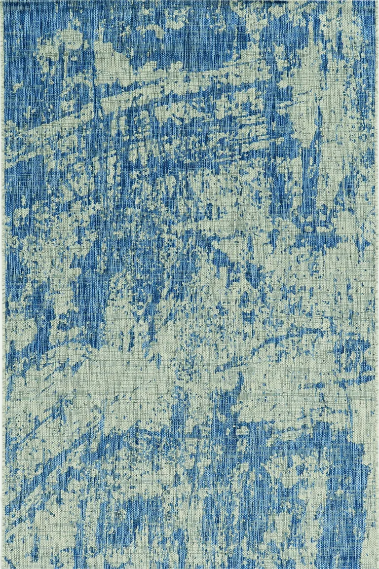 Grey or  Denim Abstract Brushstrokes UV Treated Indoor Area Rug Photo 1