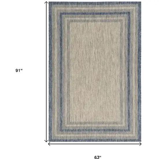 Grey or  Denim Bordered UV Treated Area Rug Photo 5