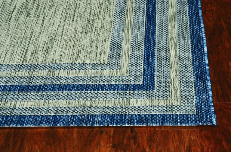 Grey or  Denim Bordered UV Treated Area Rug Photo 3