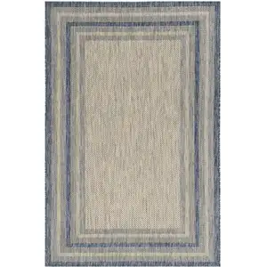 Photo of Grey or  Denim Bordered UV Treated Area Rug