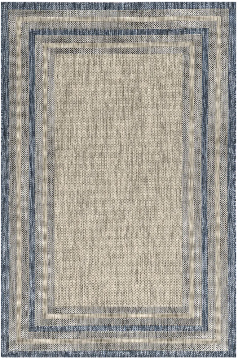 Grey or  Denim Bordered UV Treated Area Rug Photo 1