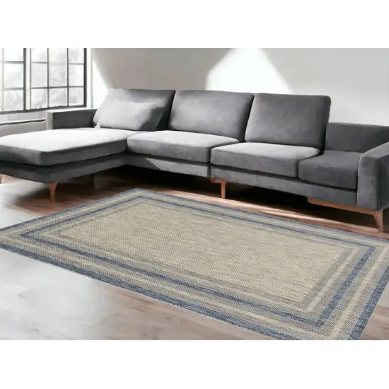 Grey Or  Denim Bordered Uv Treated Area Rug Photo 1