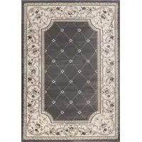 Photo of Grey or Ivory Diamond Floral Bordered Indoor Area Rug