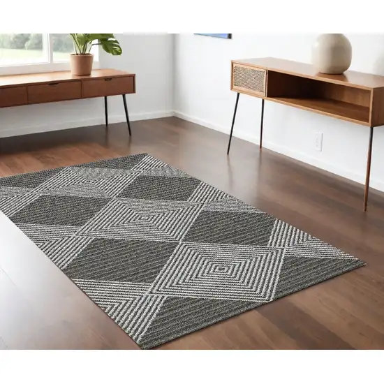 Grey Or Ivory Geometric Diamond Area Rug Photo 1