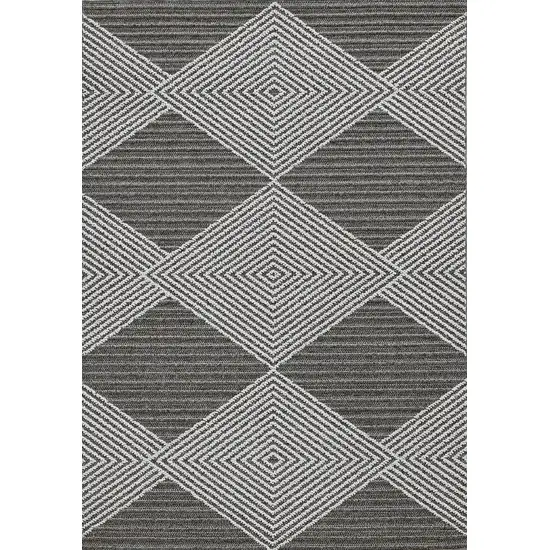 Grey or Ivory Geometric Diamond Area Rug Photo 2