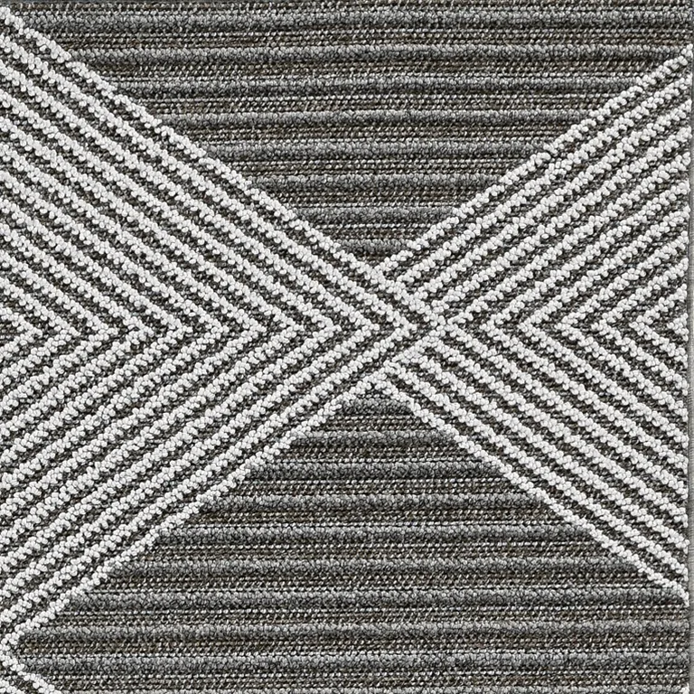 Grey or Ivory Geometric Diamond Area Rug Photo 1