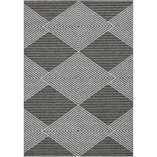 Grey Or Ivory Geometric Diamond Area Rug Photo 2