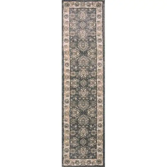 Grey or Ivory Polypropylene Runner Rug Photo 2