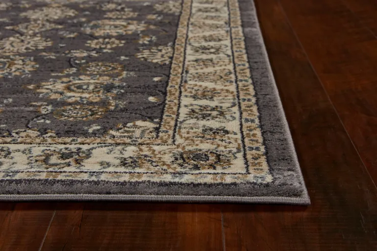 Grey or Ivory Polypropylene Runner Rug Photo 3