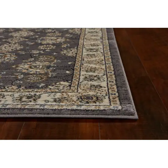 Grey or Ivory Polypropylene Runner Rug Photo 3