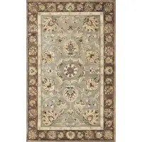 Photo of Grey or Mocha  Floral Bordered Wool Indoor Area Rug