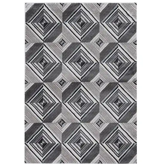 Grey Or Mocha Geometric Tiles Rug Photo 2