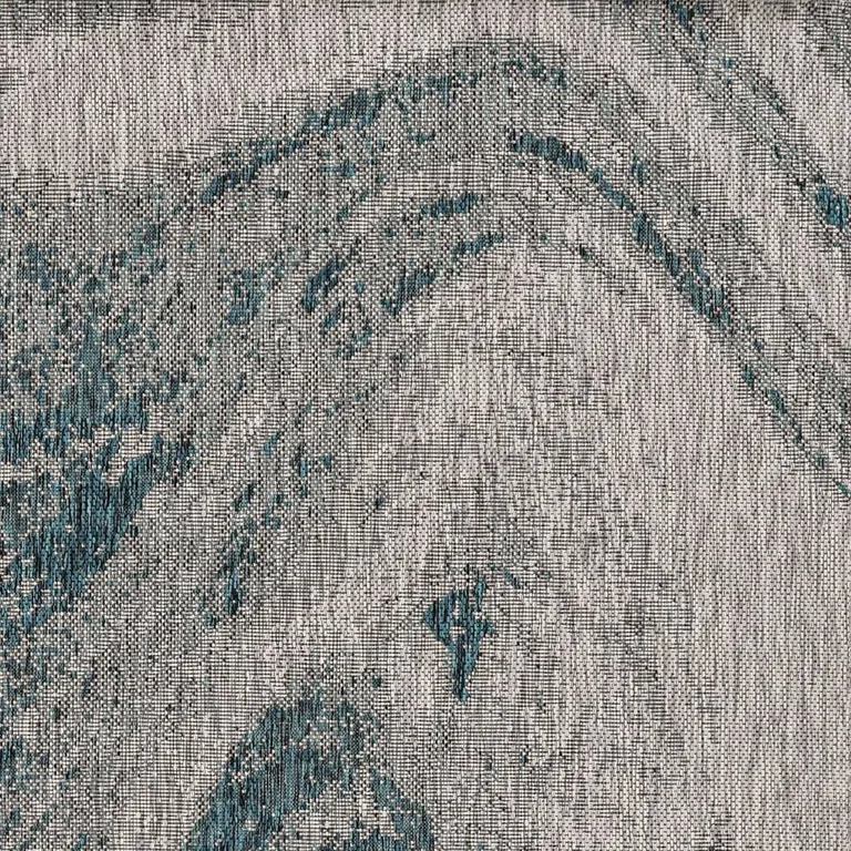 Grey or Teal Abstract Waves Rug Photo 1