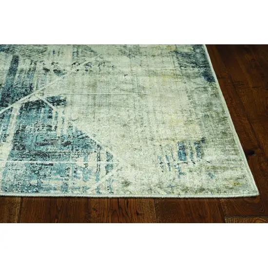 Greyor Blue Polyester Or  Viscose Rug Photo 5