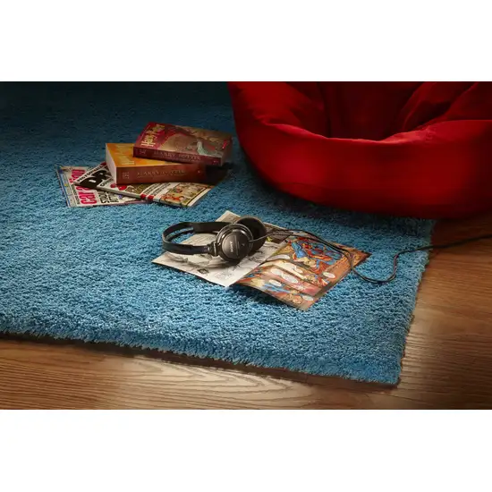 Highlighter Blue Indoor Shag Rug Photo 4