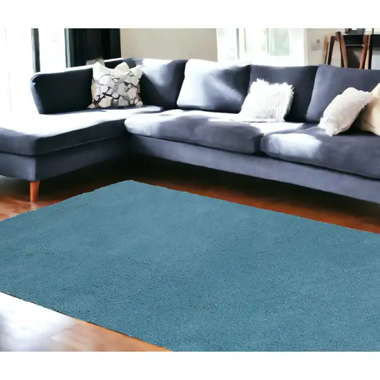 8'X10' Highlighter Blue Indoor Shag Rug Photo 1