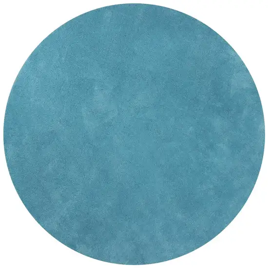 Highlighter Blue Round Indoor Shag Rug Photo 4