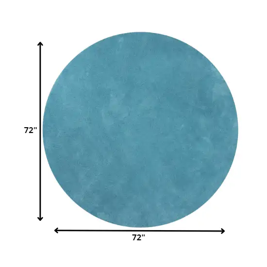 Highlighter Blue Round Indoor Shag Rug Photo 2