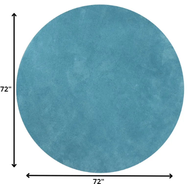 Highlighter Blue Round Indoor Shag Rug Photo 2