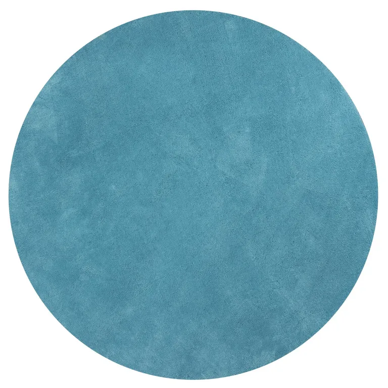 Highlighter Blue Round Indoor Shag Rug Photo 3