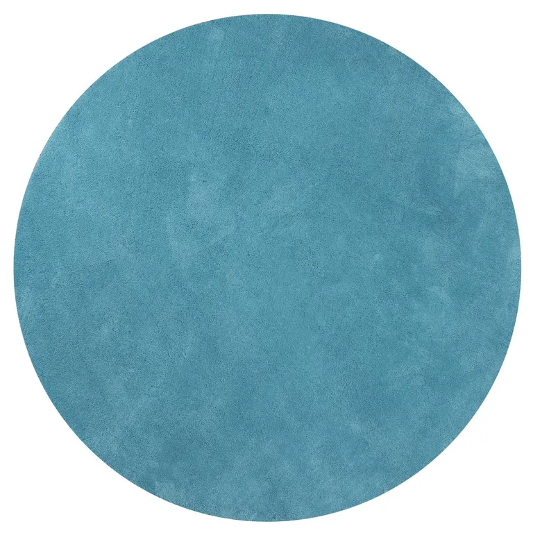 Highlighter Blue Round Indoor Shag Rug Photo 1