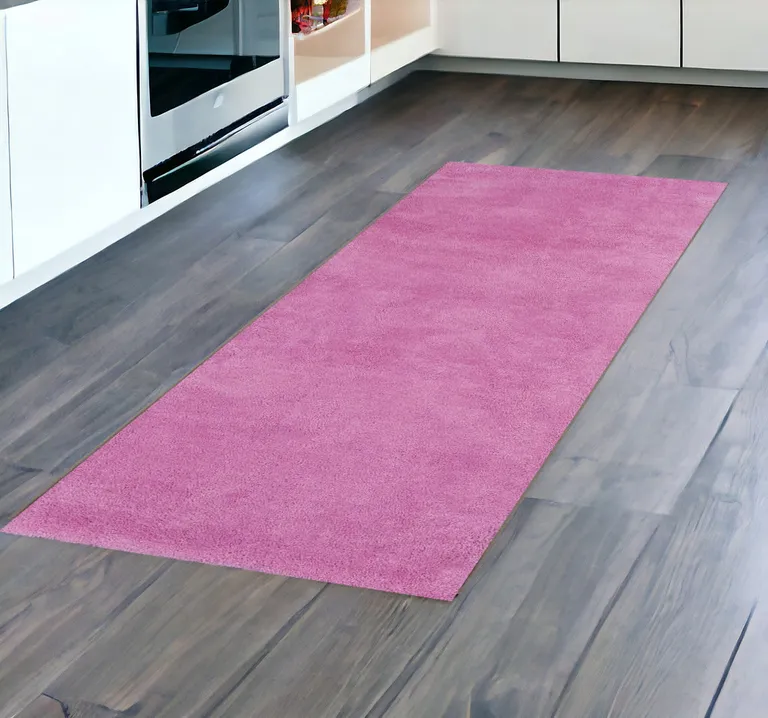 Hot Pink Plain Runner Rug Photo 4