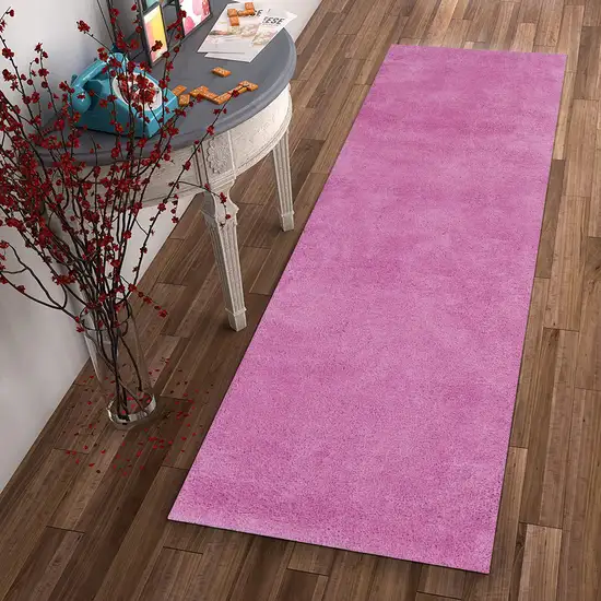 Hot Pink Plain Runner Rug Photo 4