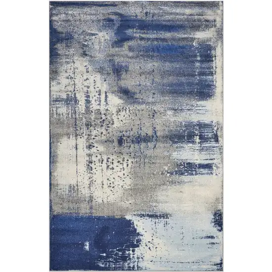 Ice Blue Abstract Brushstrokes Area Rug Photo 1