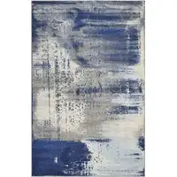 Photo of Ice Blue Abstract Brushstrokes Area Rug