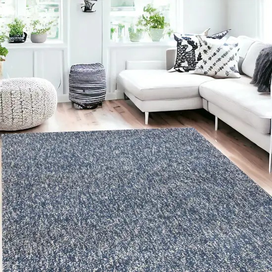 'Indigo And Ivory Heather Shag Area Rug Photo 1