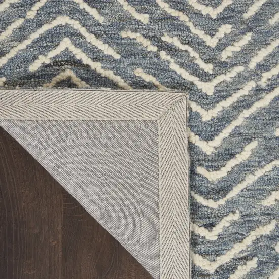 Indigo and Ivory Wool Chevron Area Rug Photo 7