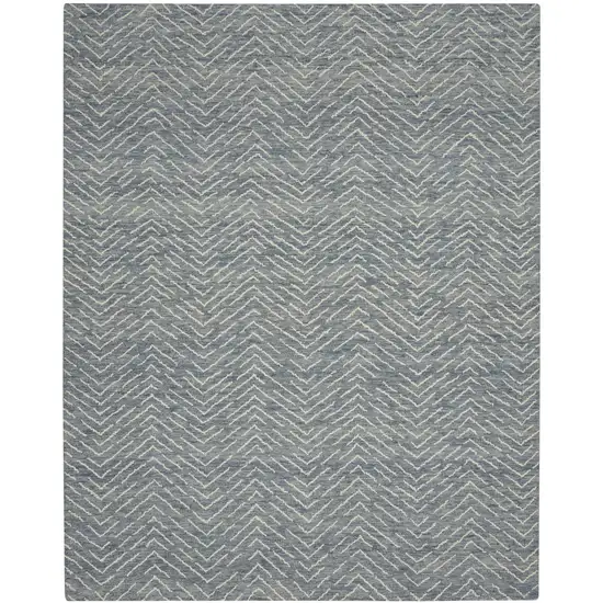 Indigo and Ivory Wool Chevron Area Rug Photo 2