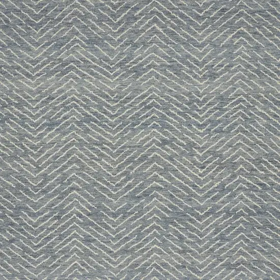 Indigo and Ivory Wool Chevron Area Rug Photo 5