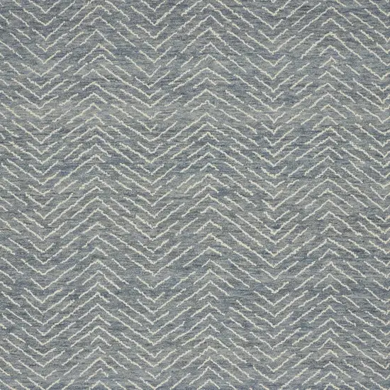 Indigo and Ivory Wool Chevron Area Rug Photo 5