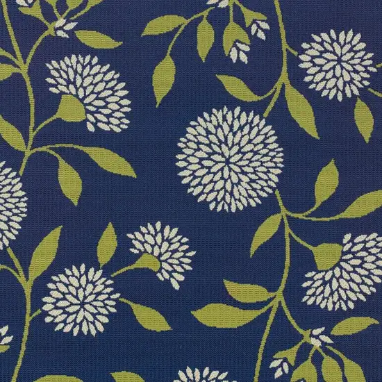 Indigo and Lime Green Floral Indoor Outdoor Area Rug Photo 4