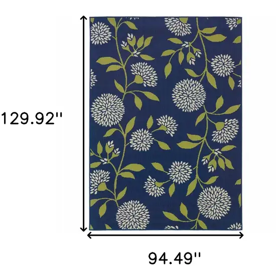 Indigo and Lime Green Floral Indoor Outdoor Area Rug Photo 6