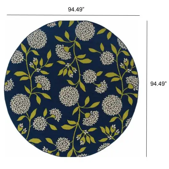 Indigo and Lime Green Floral Indoor Outdoor Area Rug Photo 2