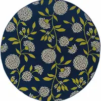 Photo of Indigo and Lime Green Floral Indoor Outdoor Area Rug