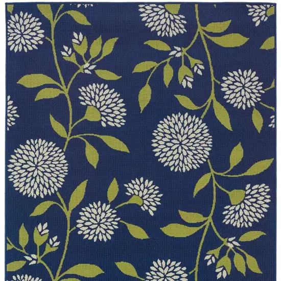 Indigo and Lime Green Floral Indoor Outdoor Area Rug Photo 5