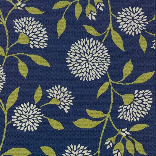 Indigo and Lime Green Floral Indoor Outdoor Area Rug Photo 4